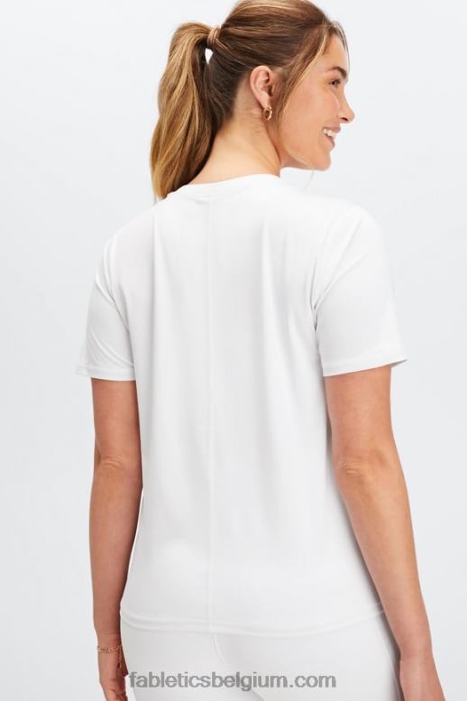 Helder wit vrouwen phoenix lite top met korte mouwen Fabletics LH20J1981