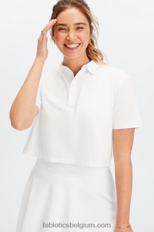 Helder wit vrouwen universele tennis boxy polo met korte mouwen Fabletics LH20J2004