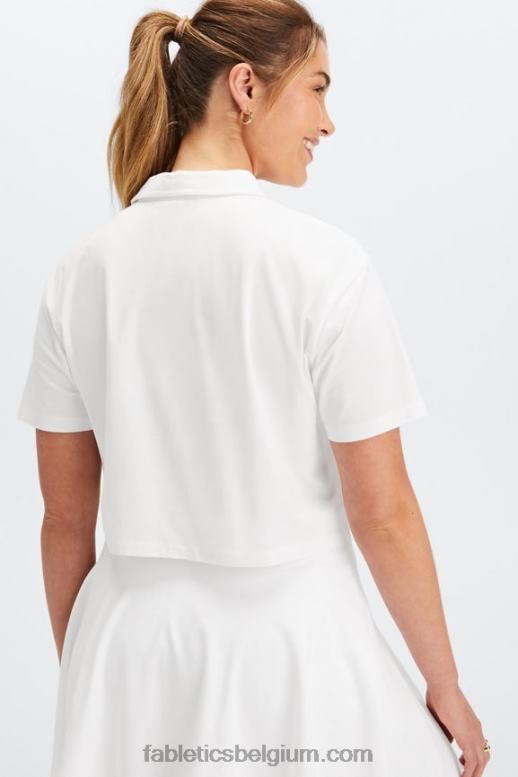 Helder wit vrouwen universele tennis boxy polo met korte mouwen Fabletics LH20J2004
