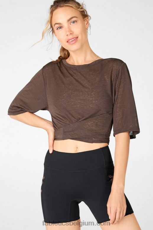 cacao vrouwen Ryan T-shirt met korte mouwen Fabletics LH20J2061