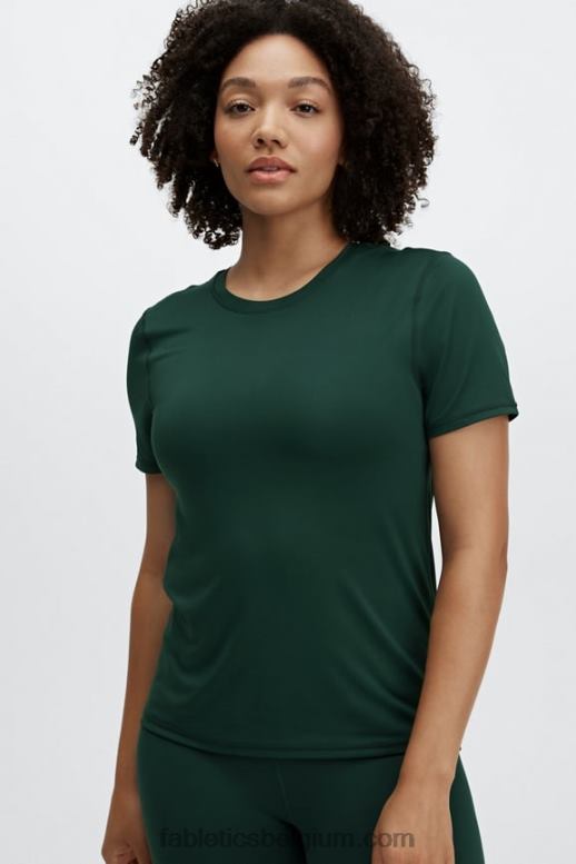 donker grenen vrouwen phoenix lite top met korte mouwen Fabletics LH20J1985