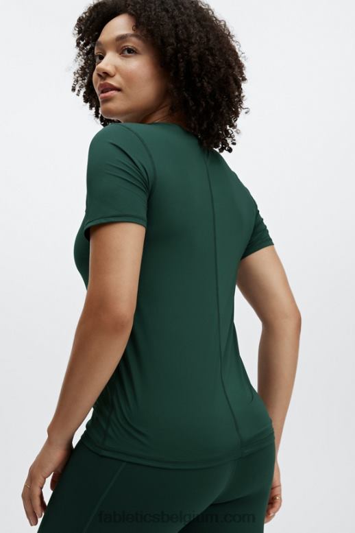 donker grenen vrouwen phoenix lite top met korte mouwen Fabletics LH20J1985
