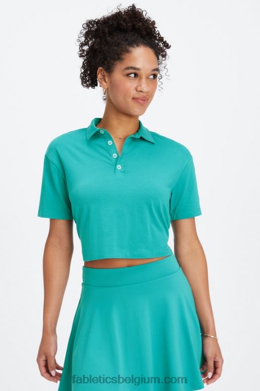 donkere wintertaling vrouwen boxy polo met korte mouwen Fabletics LH20J2003