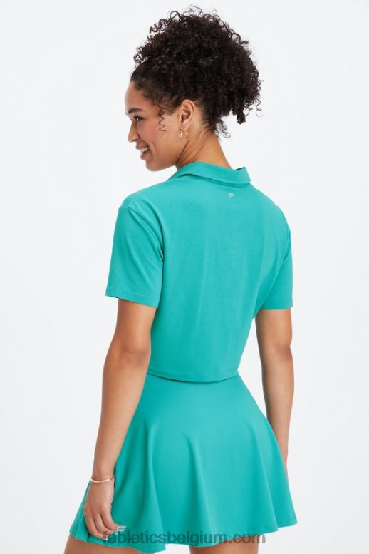 donkere wintertaling vrouwen boxy polo met korte mouwen Fabletics LH20J2003