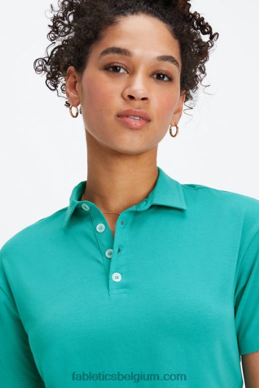 donkere wintertaling vrouwen boxy polo met korte mouwen Fabletics LH20J2003
