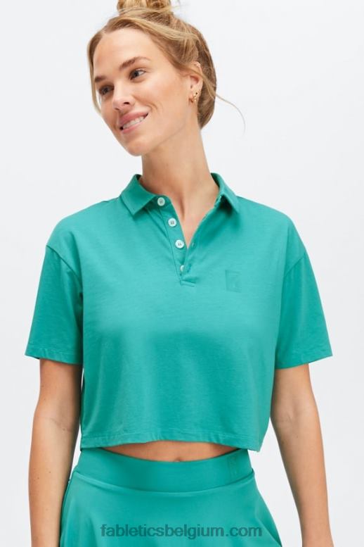 donkere wintertaling vrouwen universele tennis boxy polo met korte mouwen Fabletics LH20J2007