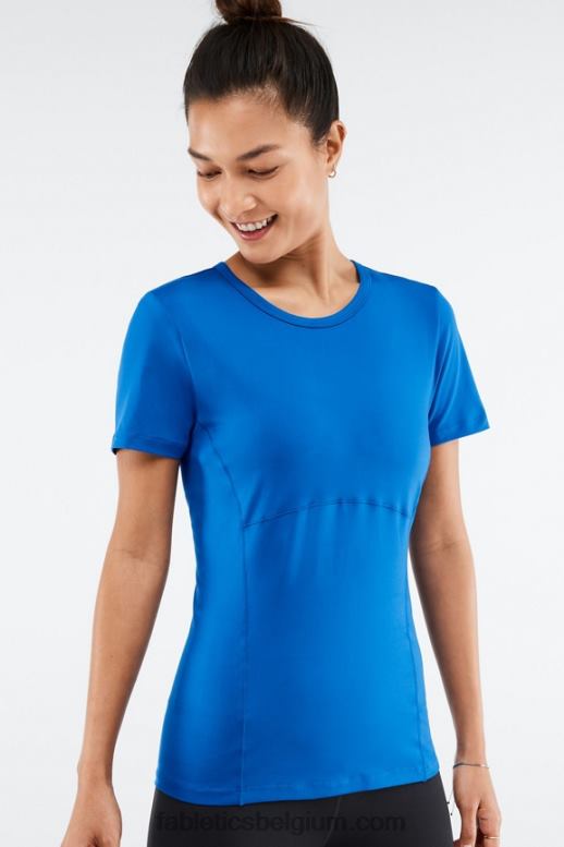 elektrisch blauw vrouwen feniks top met korte mouwen Fabletics LH20J2047