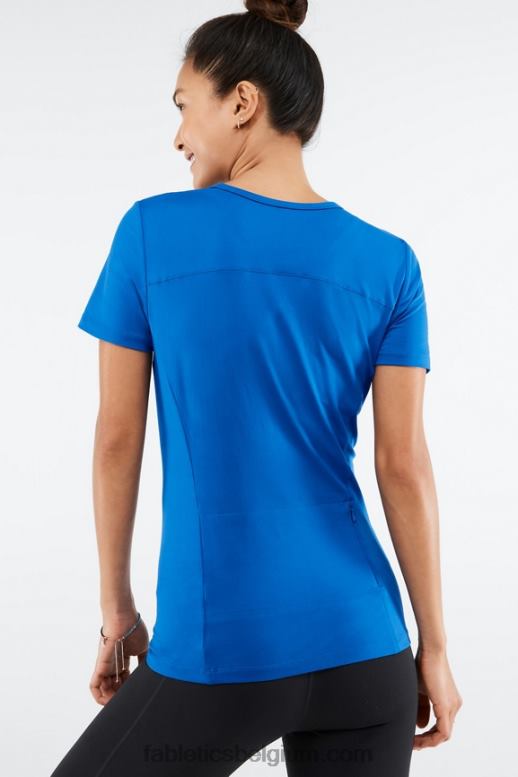 elektrisch blauw vrouwen feniks top met korte mouwen Fabletics LH20J2047