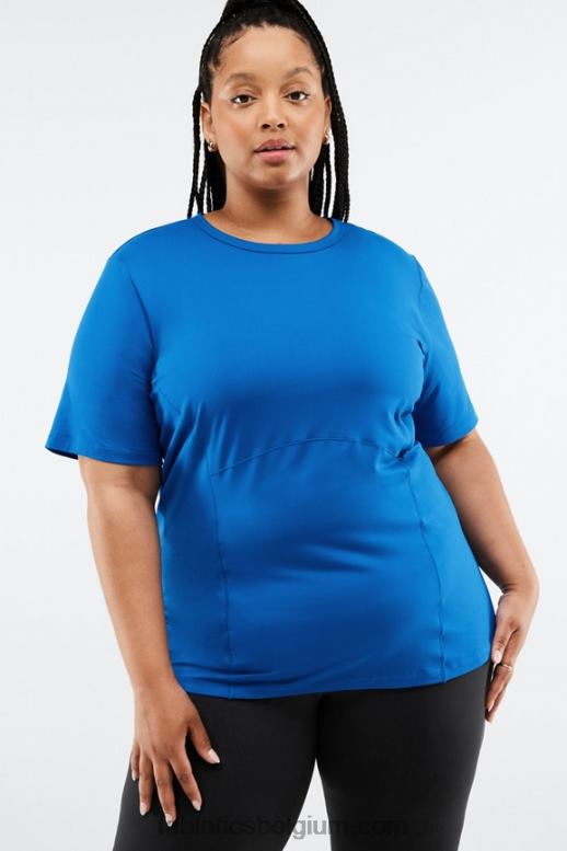 elektrisch blauw vrouwen feniks top met korte mouwen Fabletics LH20J2048