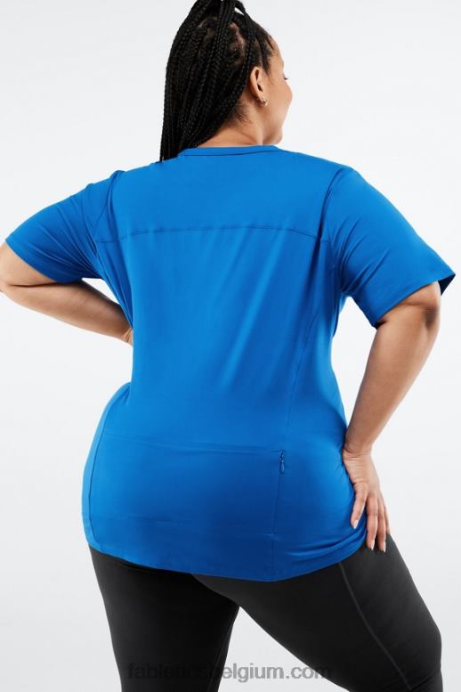 elektrisch blauw vrouwen feniks top met korte mouwen Fabletics LH20J2048