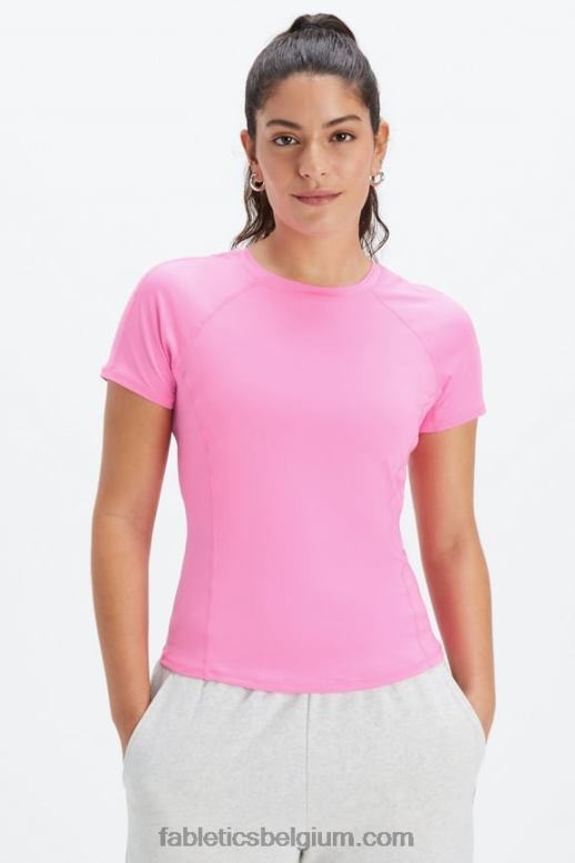 elektrische roos vrouwen phoenix lite top met korte mouwen Fabletics LH20J1990