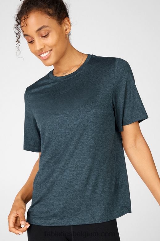 hemels blauw vrouwen droog flex lang T-shirt Fabletics LH20J2043
