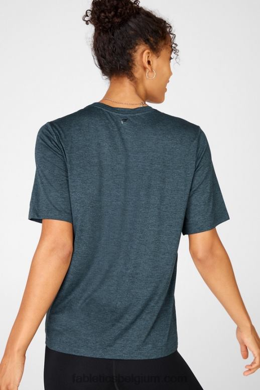 hemels blauw vrouwen droog flex lang T-shirt Fabletics LH20J2043