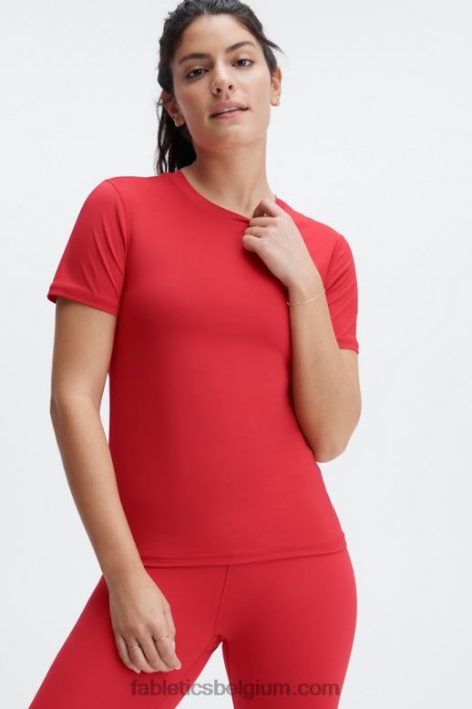 hoog rood vrouwen phoenix lite top met korte mouwen Fabletics LH20J1978