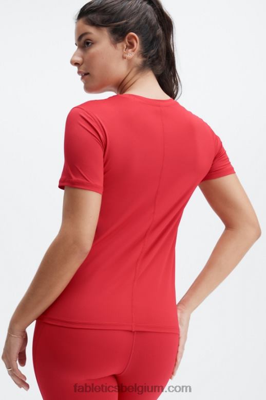 hoog rood vrouwen phoenix lite top met korte mouwen Fabletics LH20J1978