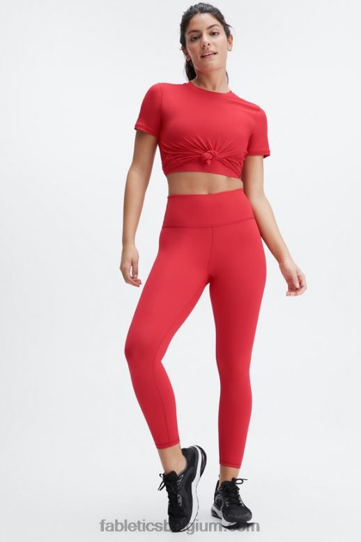 hoog rood vrouwen phoenix lite top met korte mouwen Fabletics LH20J1978