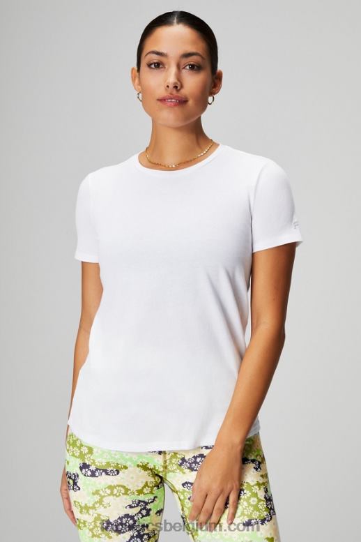 klassiek wit/mineraalgrijs vrouwen T-shirt van 100% katoenen jersey Fabletics LH20J1991