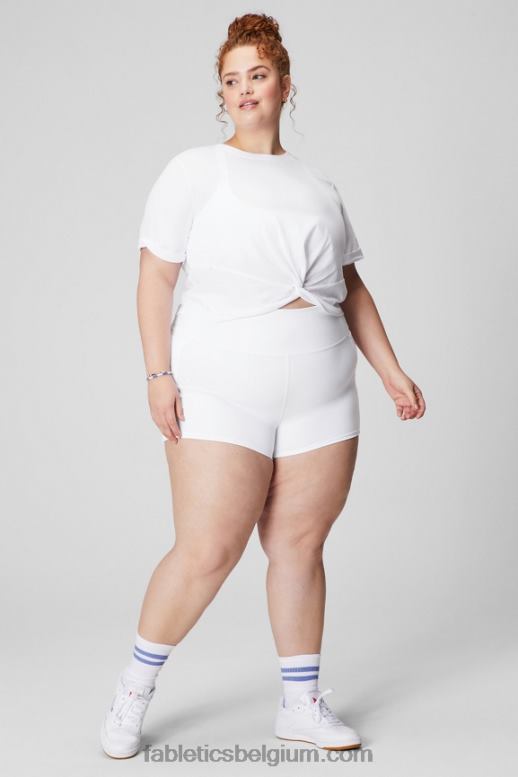 klassiek wit vrouwen T-shirt van 100% katoen met gedraaide voorkant Fabletics LH20J1946