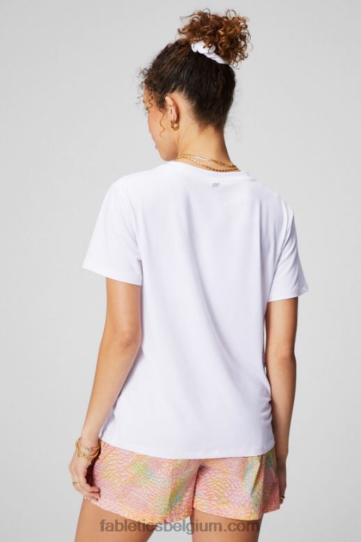 klassiek wit vrouwen dry-flex T-shirt met V-hals en korte mouwen Fabletics LH20J1958