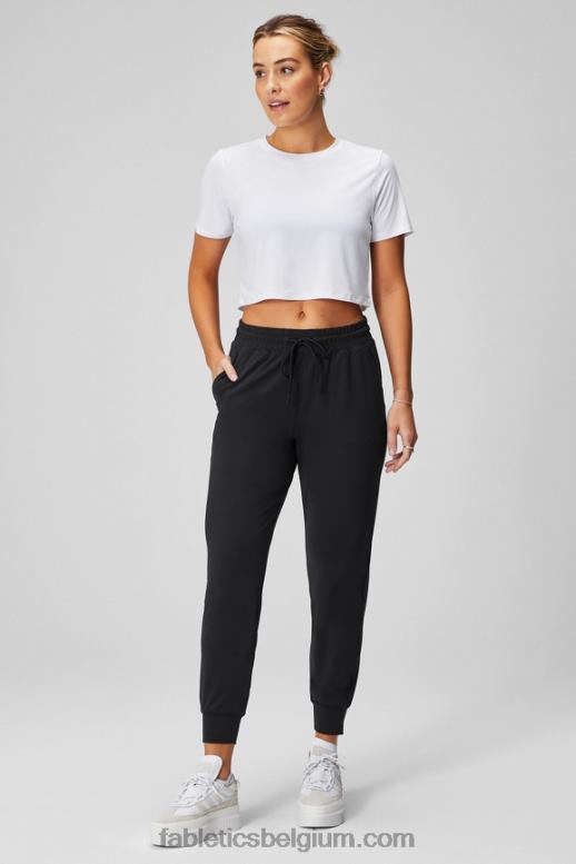 klassiek wit vrouwen dry-flex cropped T-shirt met korte mouwen Fabletics LH20J1967