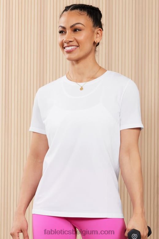 klassiek wit vrouwen feather tech top met korte mouwen Fabletics LH20J1950