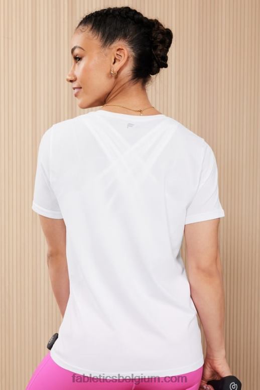klassiek wit vrouwen feather tech top met korte mouwen Fabletics LH20J1950