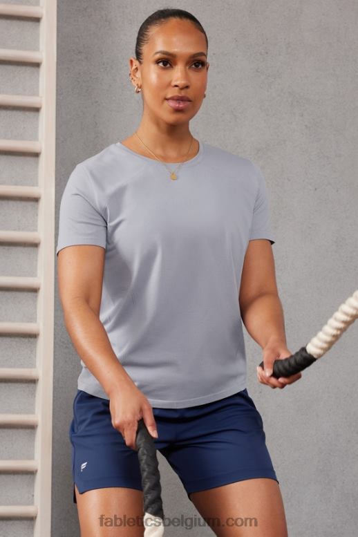 klassieke grijze heide vrouwen feather tech top met korte mouwen Fabletics LH20J1949