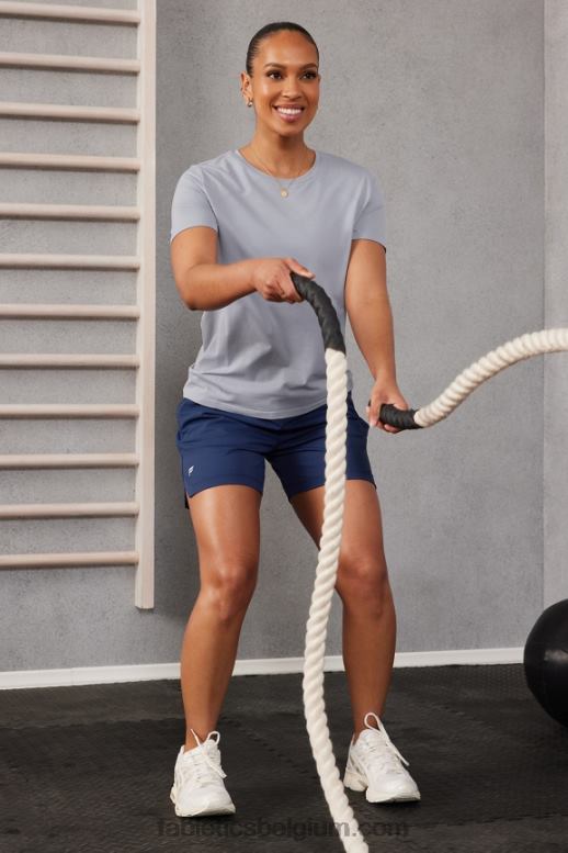 klassieke grijze heide vrouwen feather tech top met korte mouwen Fabletics LH20J1949