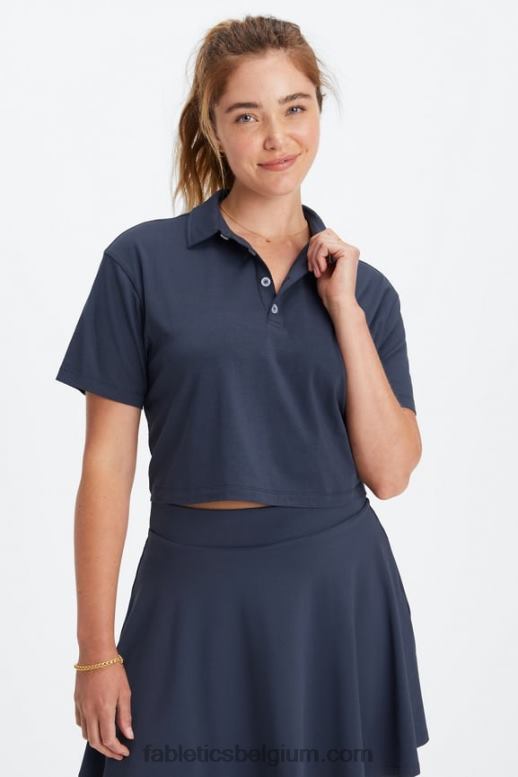 klassieke marine vrouwen boxy polo met korte mouwen Fabletics LH20J2002