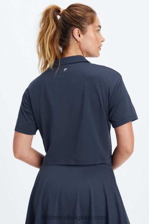 klassieke marine vrouwen boxy polo met korte mouwen Fabletics LH20J2002
