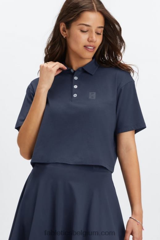 klassieke marine vrouwen universele tennis boxy polo met korte mouwen Fabletics LH20J2005