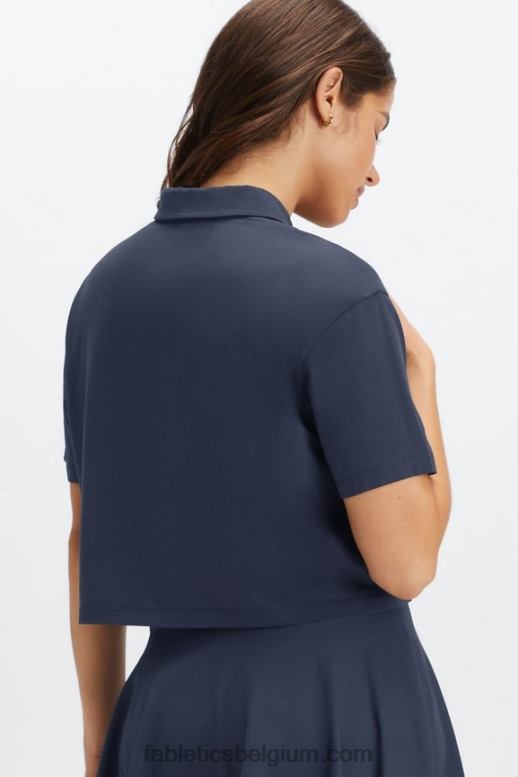 klassieke marine vrouwen universele tennis boxy polo met korte mouwen Fabletics LH20J2005