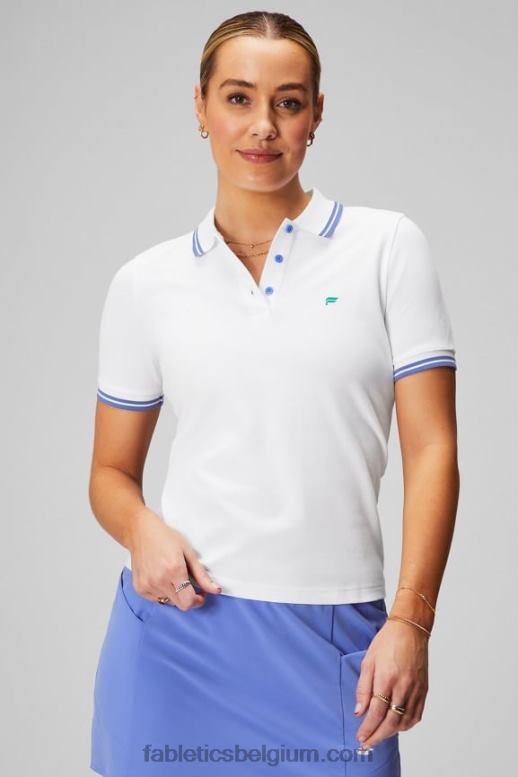 klassieke wit/maagdenpalm pons vrouwen klassieke piqué polo met korte mouwen Fabletics LH20J1964