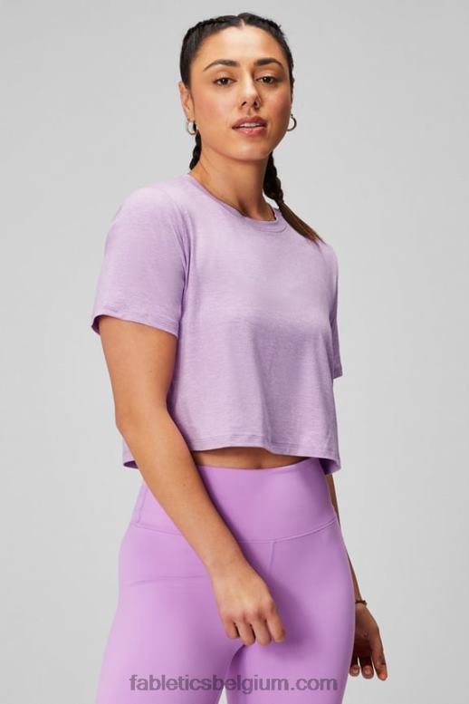 kristallen grotheide vrouwen dry-flex cropped T-shirt met korte mouwen Fabletics LH20J1968