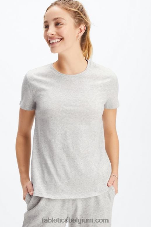 lichtgrijze heide vrouwen T-shirt van 100% katoenen jersey Fabletics LH20J1995