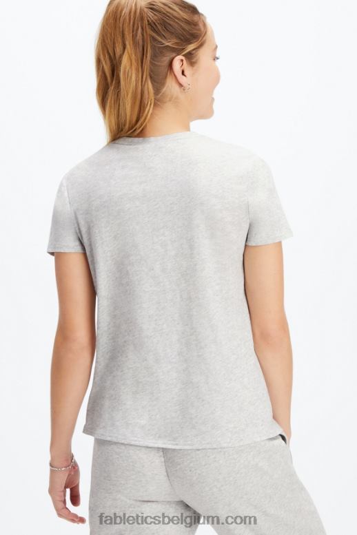 lichtgrijze heide vrouwen T-shirt van 100% katoenen jersey Fabletics LH20J1995