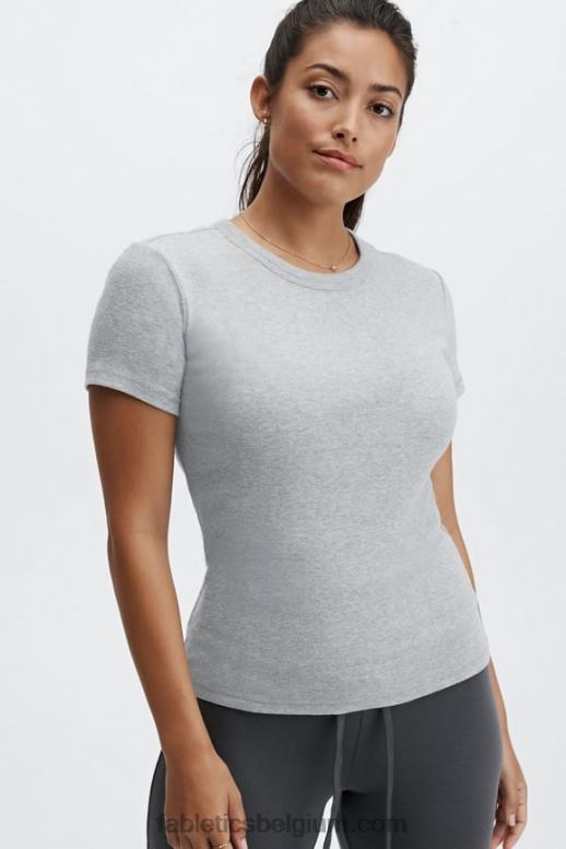 lichtgrijze heide vrouwen tinsley T-shirt met korte mouwen Fabletics LH20J2072