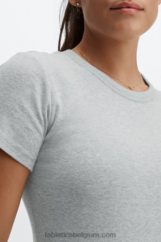 lichtgrijze heide vrouwen tinsley T-shirt met korte mouwen Fabletics LH20J2072