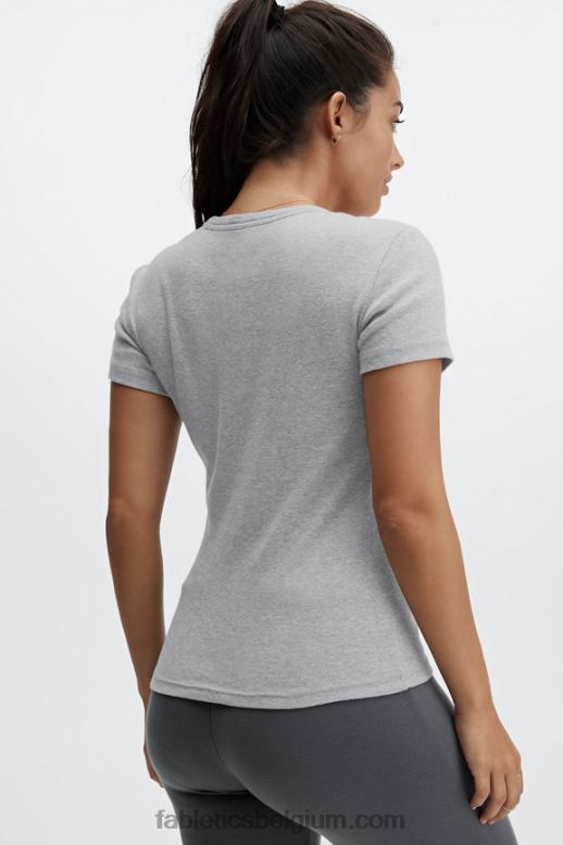 lichtgrijze heide vrouwen tinsley T-shirt met korte mouwen Fabletics LH20J2072