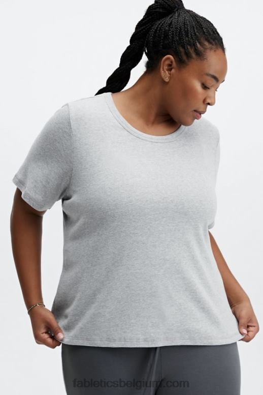 lichtgrijze heide vrouwen tinsley T-shirt met korte mouwen Fabletics LH20J2073