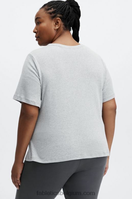 lichtgrijze heide vrouwen tinsley T-shirt met korte mouwen Fabletics LH20J2073
