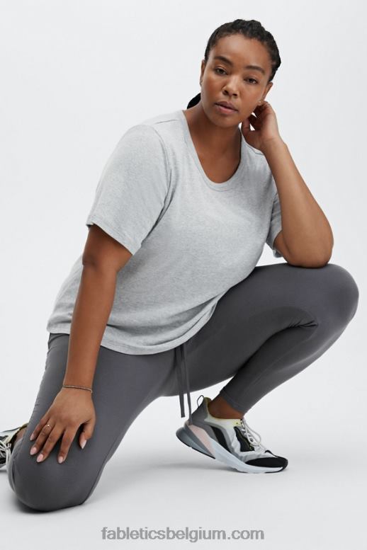 lichtgrijze heide vrouwen tinsley T-shirt met korte mouwen Fabletics LH20J2073