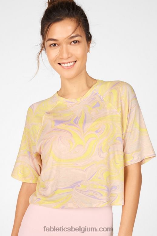 marmer vrouwen loveday T-shirt met raglanmouwen en korte mouwen Fabletics LH20J2092