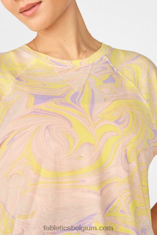 marmer vrouwen loveday T-shirt met raglanmouwen en korte mouwen Fabletics LH20J2092