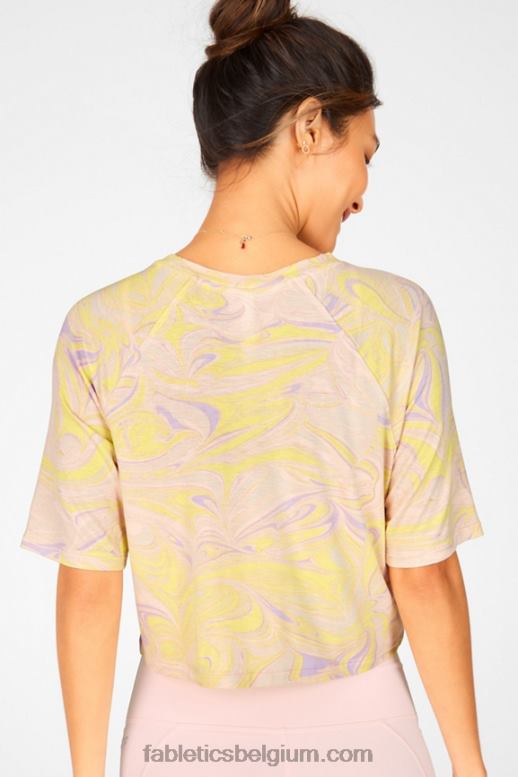 marmer vrouwen loveday T-shirt met raglanmouwen en korte mouwen Fabletics LH20J2092
