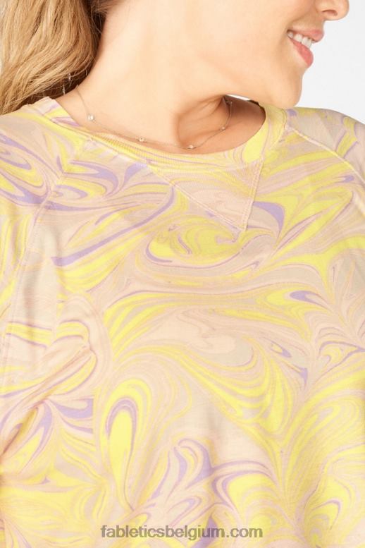 marmer vrouwen loveday T-shirt met raglanmouwen en korte mouwen Fabletics LH20J2093