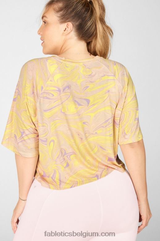 marmer vrouwen loveday T-shirt met raglanmouwen en korte mouwen Fabletics LH20J2093