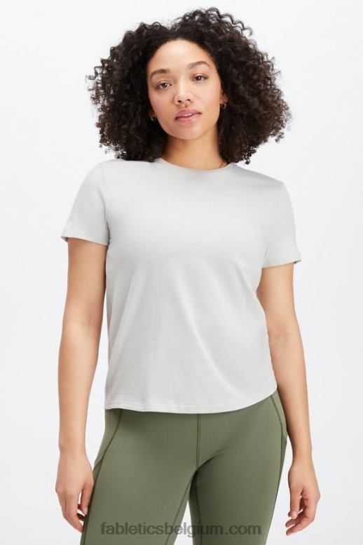 mineraal grijs vrouwen T-shirt van 100% katoenen jersey Fabletics LH20J1997