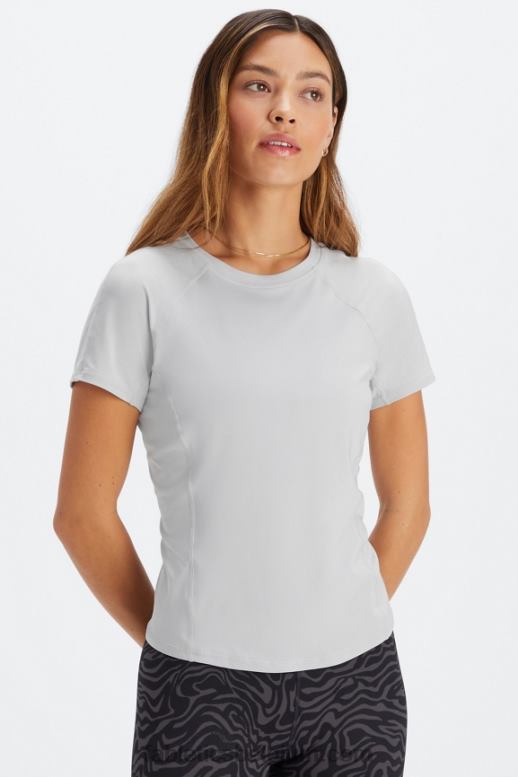 mineraal grijs vrouwen phoenix lite top met korte mouwen Fabletics LH20J1976