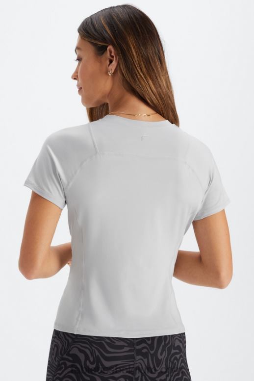mineraal grijs vrouwen phoenix lite top met korte mouwen Fabletics LH20J1976